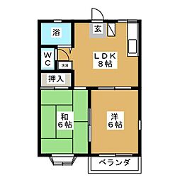 リベラシオン鷺ノ宮B 2LDKの間取図画像