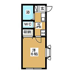 メゾンエトワール・ドゥ・ラ・メール 1Kの間取図画像