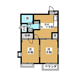 メゾン・飛鳥 2DKの間取図画像