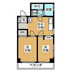 カールトンコート 2DKの間取図画像