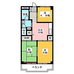 サンハイツ橋本NO2 3DKの間取図画像