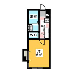 ジーヴォ・KS 1階1Kの間取り