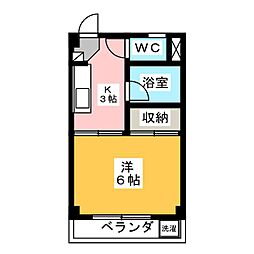 馬嶋ハイツ 1階1Kの間取り