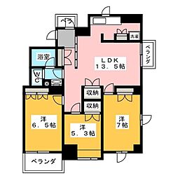 プラムサイドビラ 2階3LDKの間取り