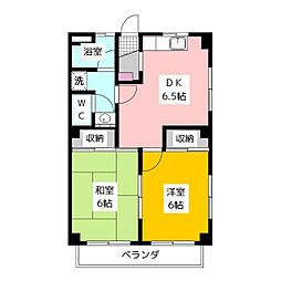 ベルカディーマンション 2階2DKの間取り