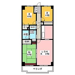 シャルマン井荻 5階3LDKの間取り