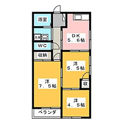 エーデルハイムA 3DKの間取図画像