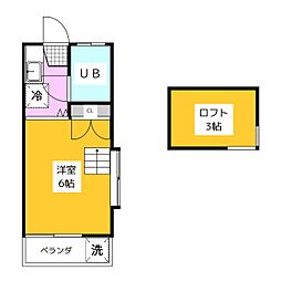 ファインM 2階ワンルームの間取り