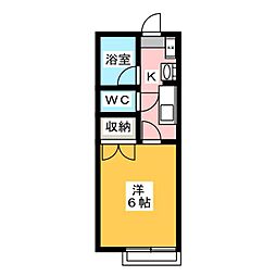メルベーユ　アビテ 2階1Kの間取り
