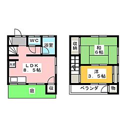 下田テラスハウスB 1階2LDKの間取り