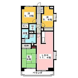 ルミエール向台 4階3LDKの間取り