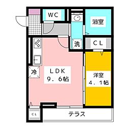 Dalle de verre 1階1LDKの間取り