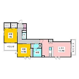 ルミエールレジデンス善福寺 3階2LDKの間取り