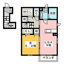 プランドール 2階1LDKの間取り
