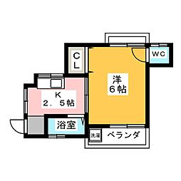 サンコーポ 1階1Kの間取り