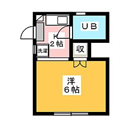 メルヘン 1階1Kの間取り