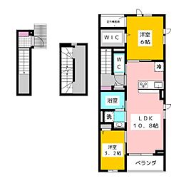 ピースフルIII 3階2LDKの間取り