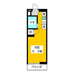 ヴィラ武蔵野 2階ワンルームの間取り