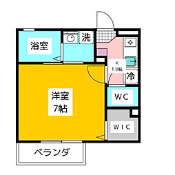 アンフラーゼ 2階1Kの間取り