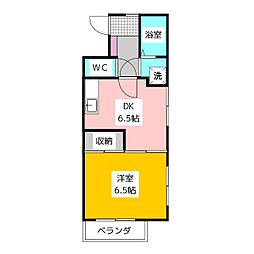 イマージュII 2階1DKの間取り