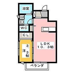 ヴェルデ 1階1LDKの間取り