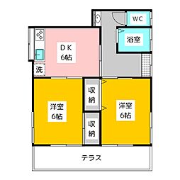 リオハイツ 1階2DKの間取り