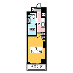 AZEST田無 5階1Kの間取り