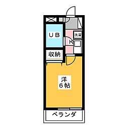 Y,sRossoFUSIMI 3階1Kの間取り