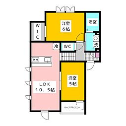 Foresight bldg.B 2階2LDKの間取り