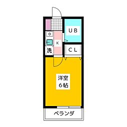 Tフラット 2階1Kの間取り