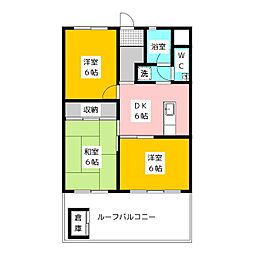 仁平フラッツ 2階3DKの間取り