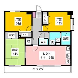 シェニートモンチーク武蔵関 11階3LDKの間取り