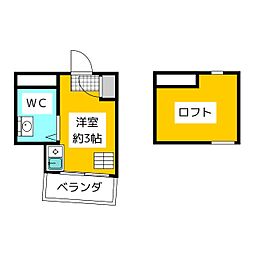 ボヌール上石神井 4階ワンルームの間取り