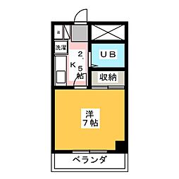 ビューラー関 3階1Kの間取り