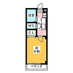 フォレスト石神井台 2階1Kの間取り