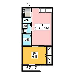 ヴィラ　デ　ソール 3階1LDKの間取り