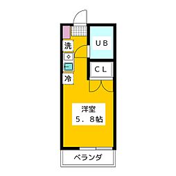 リビエラ 1階ワンルームの間取り