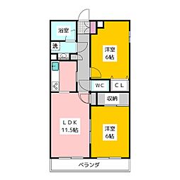 ガーデンパレス関町 1階2LDKの間取り