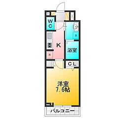 フィオーレIOGI 2階1Kの間取り