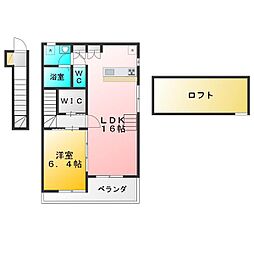 TiaraA 1LDKの間取図画像