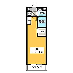 栗山ビレッジ ワンルームの間取図画像