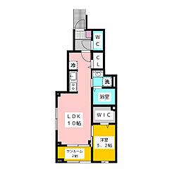 西東京市向台町5丁目アパート 1LDKの間取図画像