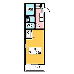 ヴィラウィスタリア 1Kの間取図画像