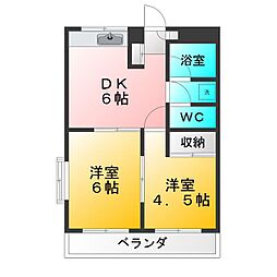 ヴェリテ石神井台 2DKの間取図画像