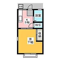 小桜ハイツ1 1Kの間取図画像