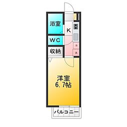 ラ・フローラ武蔵野6 1Kの間取図画像