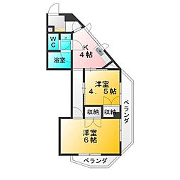 第一石原ビル 2Kの間取図画像