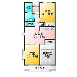 プレジデント・ミタマ 3DKの間取図画像