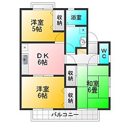 クゥインスコート 3DKの間取図画像