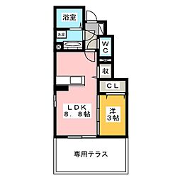 サイレントスクエア 1LDKの間取図画像
